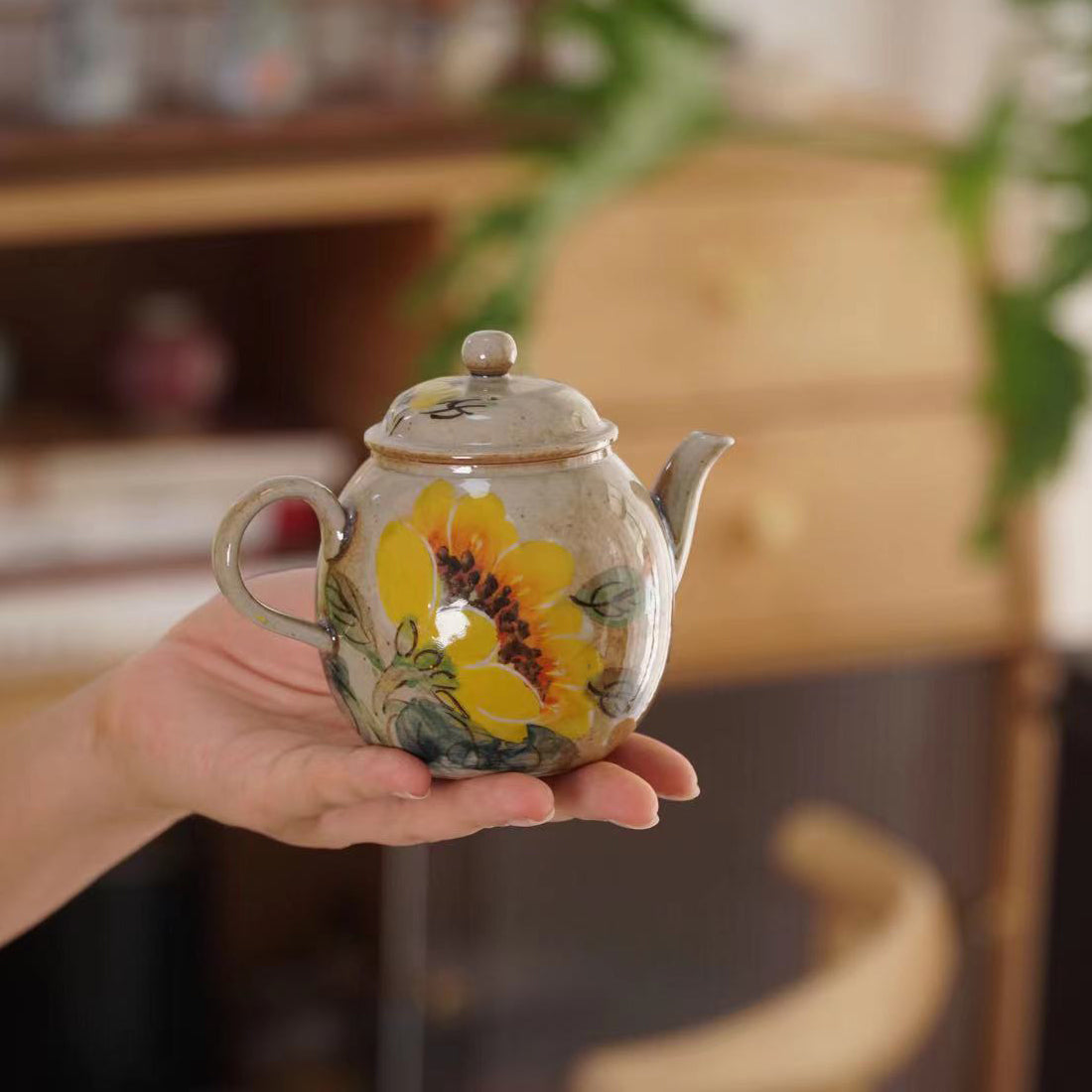 100% Handmade Sunflower Tea Set (Teapot + Tray)